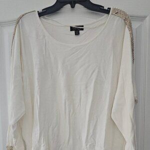 Cream Embellished long sleeve sweater